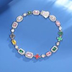 Trendy Colored Square Stone Choker Bracelet for Women and Men