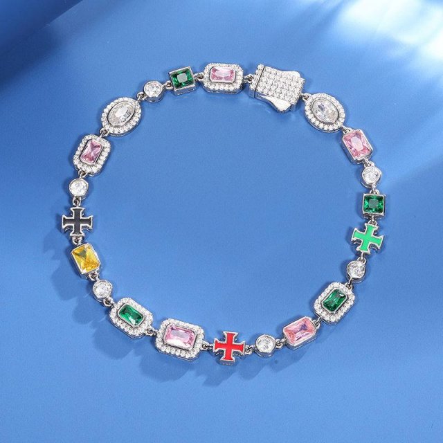 Trendy Colored Square Stone Choker Necklace for Women and Men