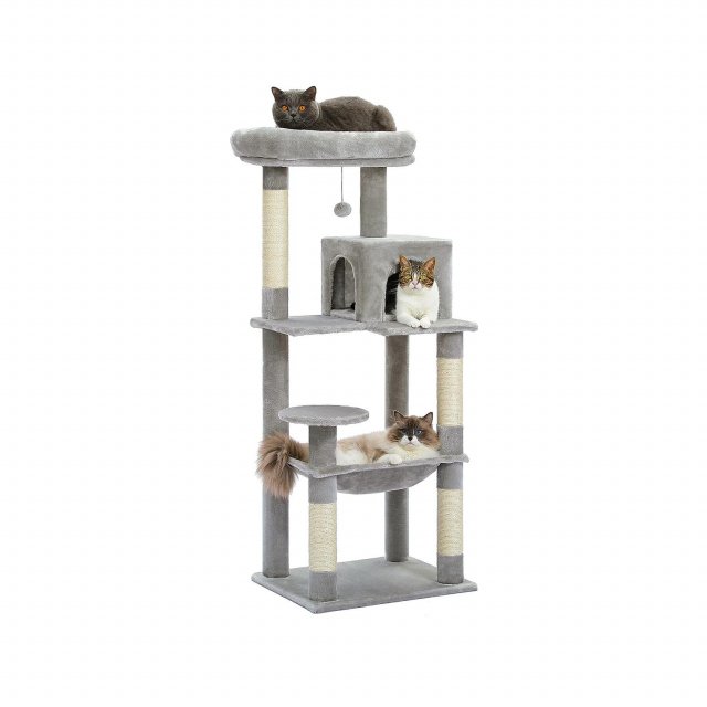 5-Level Cat Tree with Large Hammock, Scratching Posts, and Cozy Condo for Indoor Cats