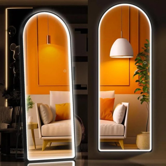LED Full Length Arch Mirror with Lights – Wall Mounted, Modern Body Mirror