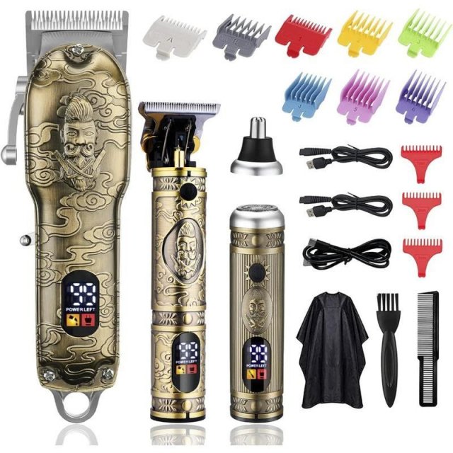 Men's Cordless Hair Clippers and Nose Hair Trimmer Set