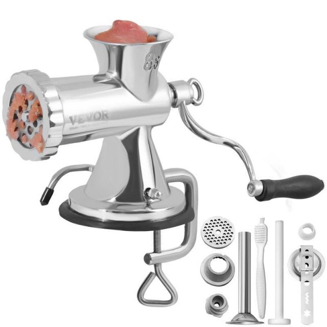 Manual Meat Grinder 304 Stainless Steel with Suction Cup & Clamp