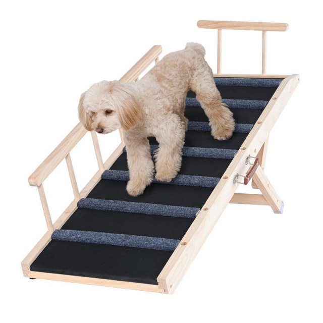 Folding Adjustable Pet Ramp for Small and Large Dogs - 47.2" Wooden Ramp