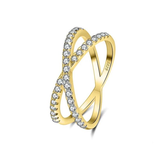 Sterling Silver Double Row Zircon Cross Ring – Elegant Mom Gift Jewelry
