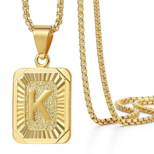 Gold Stainless Steel Initial Pendant Necklace