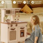 Wooden Kids Play Kitchen with Ice Maker & Accessories - Pretend Cooking Toy for Children