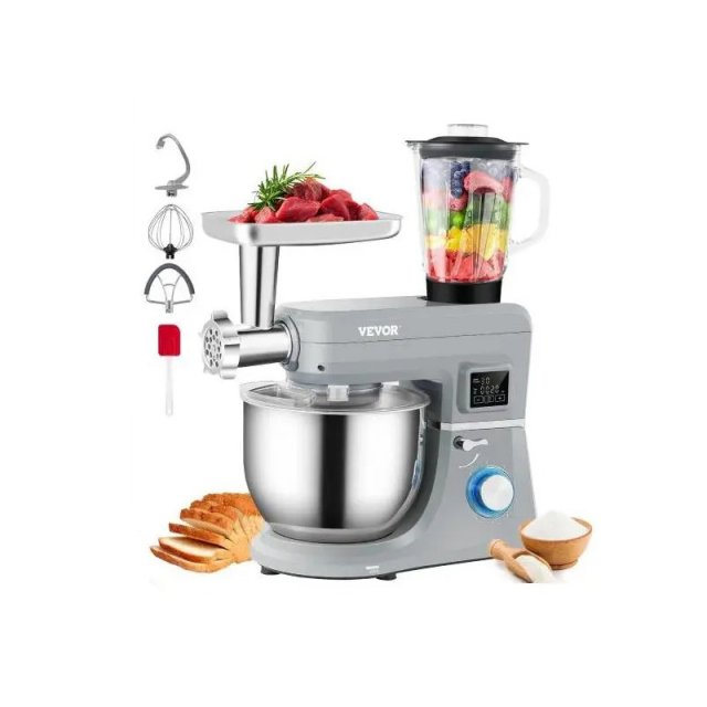 5-IN-1 Multifunctional Electric Stand Mixer with LCD Screen and 7.4 Qt Stainless Bowl