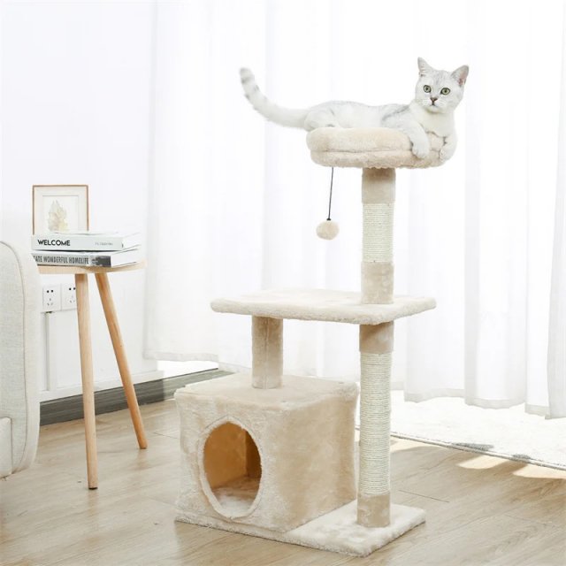 Cozy Cat Tree with Large Condo, Sisal Scratching Post & Deep Hammock