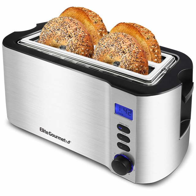 4-Slice Toaster with Extra Wide Slots, Countdown Timer & Bagel Function