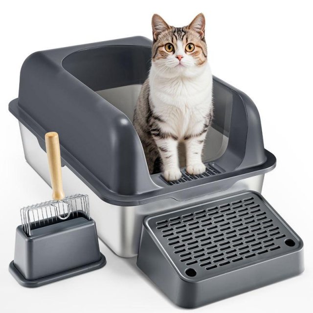 Odor-Free Stainless Steel Cat Litter Box