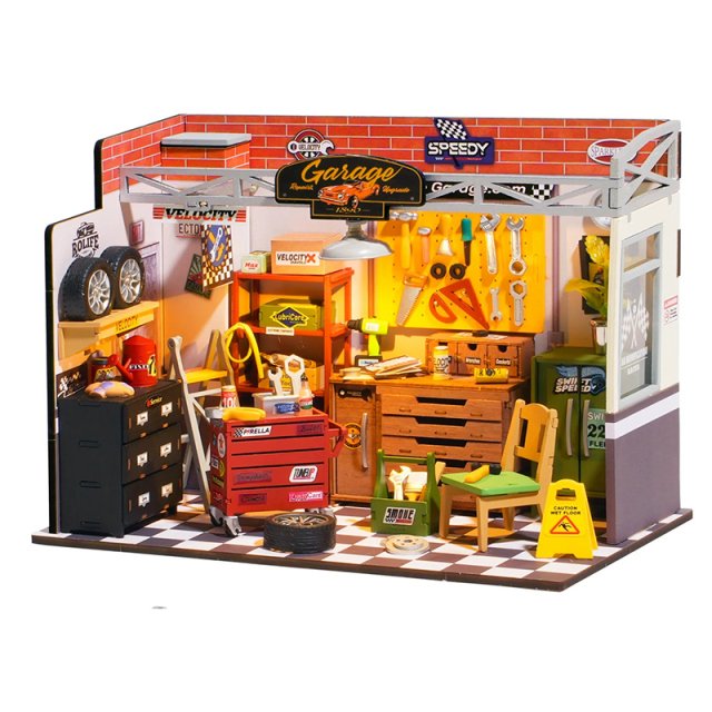 DIY Miniature Garage Workshop Craft Kit with LED Lights