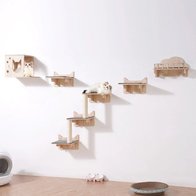 Wall Mounted Cat Shelves & Perches Set