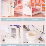 Wooden Dollhouse with 28 Furniture Pieces for 3.3” Dolls – Educational Toy for Kids 3+