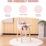 Wooden Doll High Chair with Cushions & Movable Table for 18-20 Inch Dolls