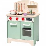 Wooden Play Kitchen Set for Kids - Realistic Chef Pretend Kitchen with Stove, Oven, and Accessories