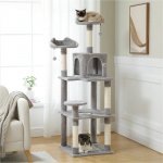 Multi-Level Cat Tree Tower with Scratching Posts, Cat Condo, Hammock & Top Perch