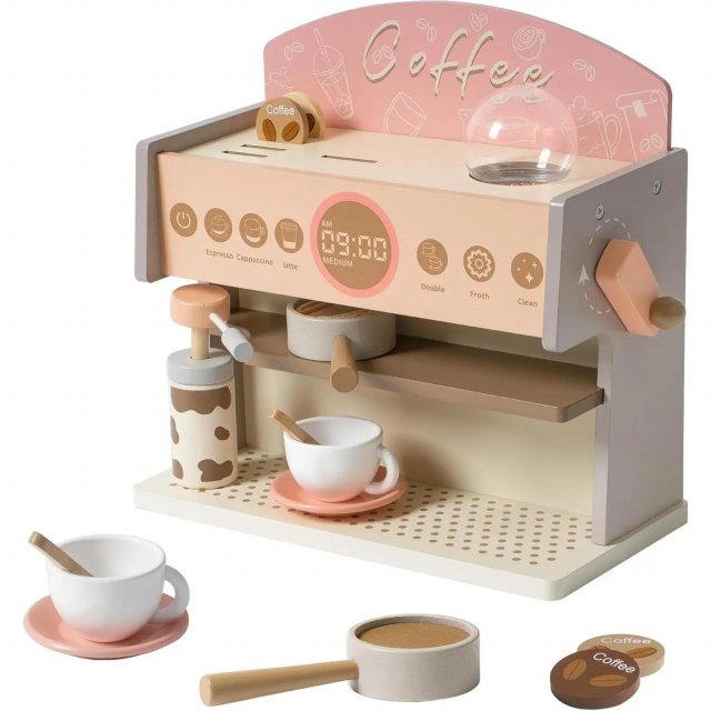 Kids Wooden Coffee Maker Play Set