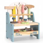 Mini Wooden Tool Bench Set for Kids - Educational Pretend Play Construction Toy