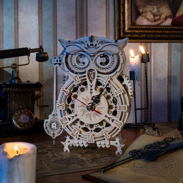 DIY 3D Owl Clock Wooden Model Kit - Creative Puzzle Assembly Toy for Adults & Kids