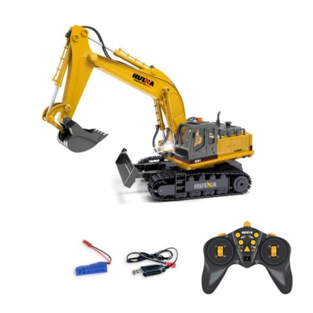 RC Excavator Truck with 11 Channels, LED Lights, and Realistic Sound