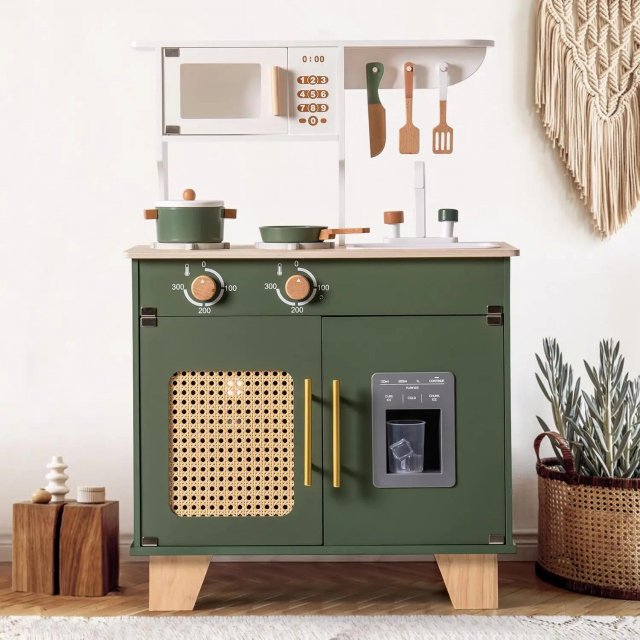 Wooden Play Kitchen Set with Accessories – Pretend Kitchen for Kids 3+