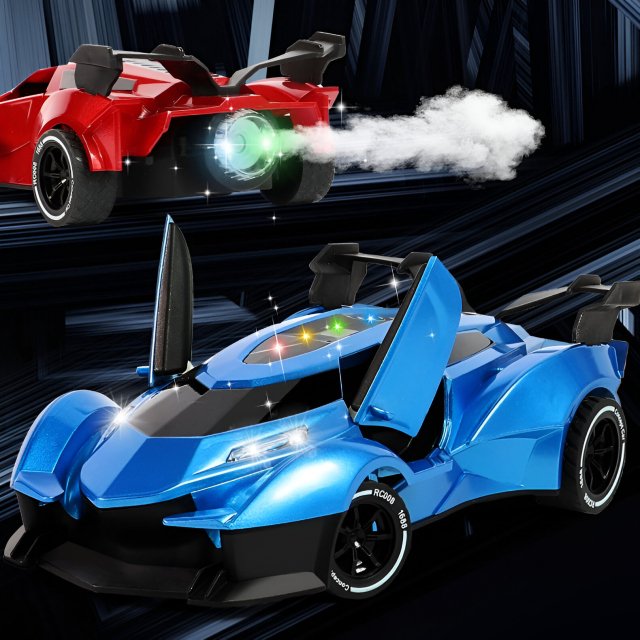4WD RC Car Drift Rock Crawler Remote Control Stunt Car for Boys, Spray & Light Toys