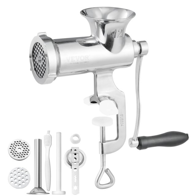 Manual Stainless Steel Meat Grinder with Clamp