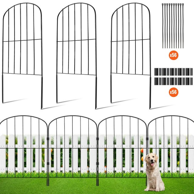 28pcs No Dig Garden Fence for Pets and Animals, Metal Outdoor Yard Barrier