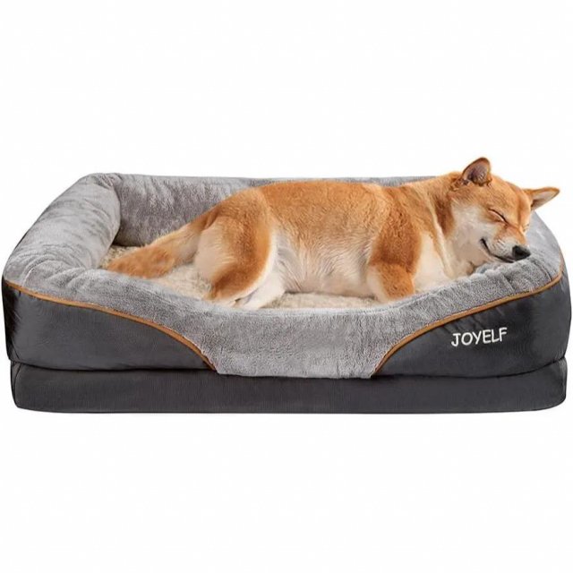 Large Memory Foam Dog Bed with Removable Washable Cover & Squeaker Toy Gift