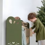 Wooden Baby Doll Bed with Bedding and Storage for 18-Inch Dolls – Green