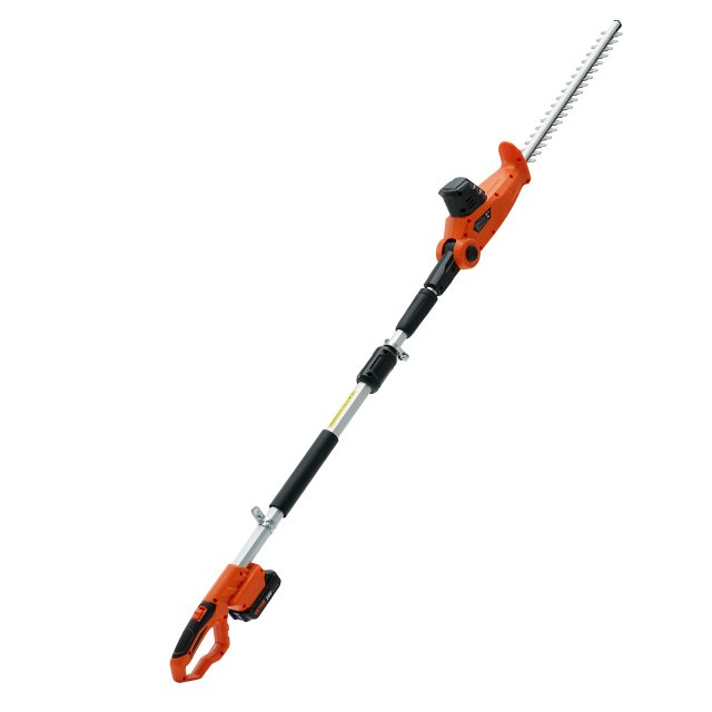 18" Cordless Hedge Trimmer with Telescoping Pole and Dual-Action Blade