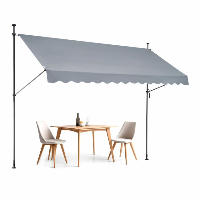 138"x47" Retractable Patio Awning – Adjustable Sunshade with Manual Crank