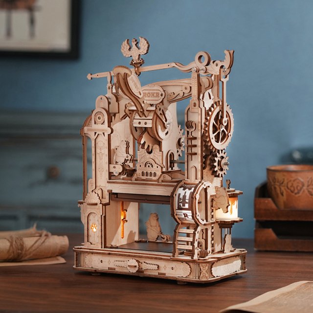 3D Printing Press DIY Wooden Puzzle with LED Lights