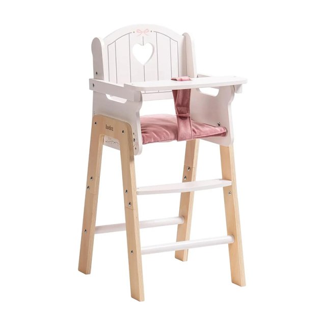 Wooden Doll High Chair with Cushions & Movable Table for 18-20 Inch Dolls