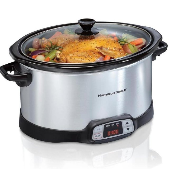 Programmable Slow Cooker with Countdown Timer & Dishwasher Safe Crock