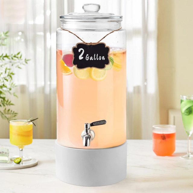 2 Gallon Beverage Dispenser with Stainless Steel Spigot for Parties & Events