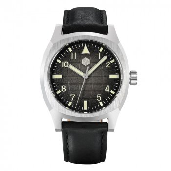 38mm Luxury Sport Automatic Watch with Oil Pressure Grid Dial