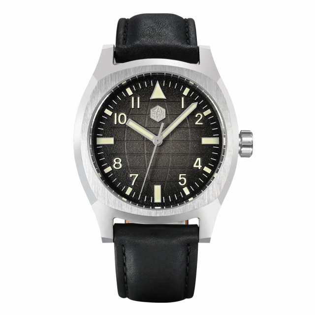 38mm Luxury Sport Automatic Watch with Oil Pressure Grid Dial