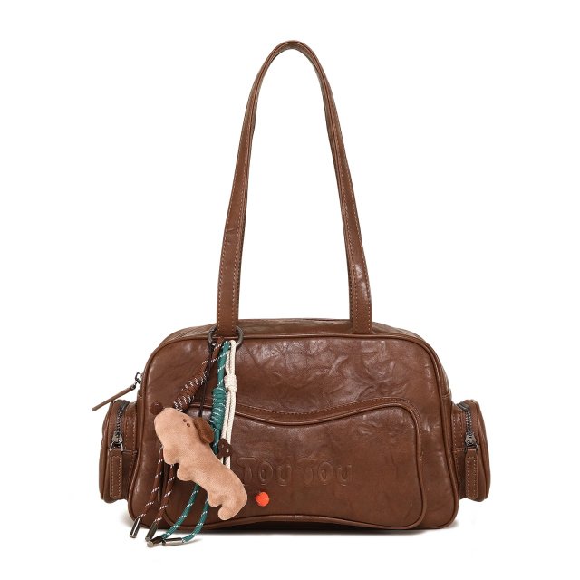 Luxury Large Capacity Bowling Shoulder Bag with Sausage Dog Pendant - Image 2