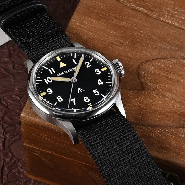 Men's Automatic Pilot Watch with Nylon Strap and Sapphire Glass - 38.5mm Military Style - Image 3