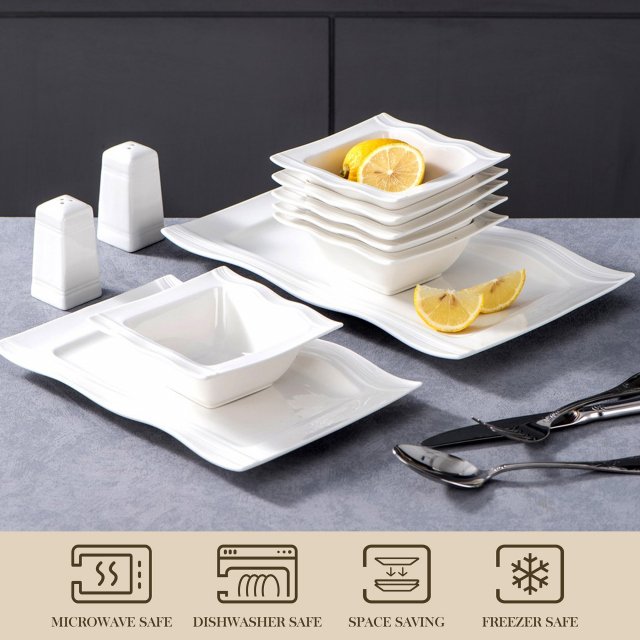 28-Piece Square Porcelain Dinnerware Set - Image 4