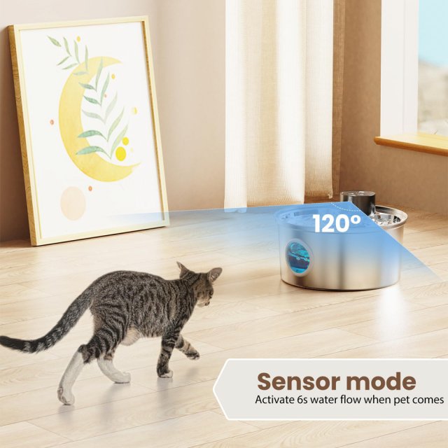 3L Wireless Stainless Steel Pet Water Fountain – Battery Powered & Ultra Quiet - Image 3