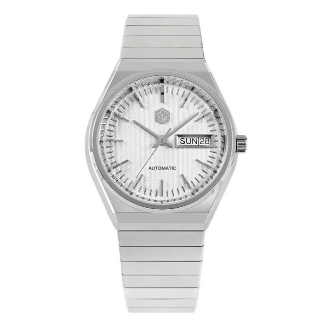 Luxury 37mm Automatic Dress Watch with Sapphire Crystal & Day-Date Display