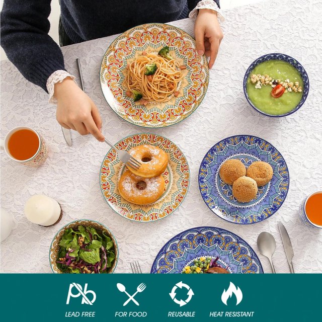 Bohemian Mandala Ceramic Dinnerware Set – Porcelain Plates, Bowls, Mugs - Image 4