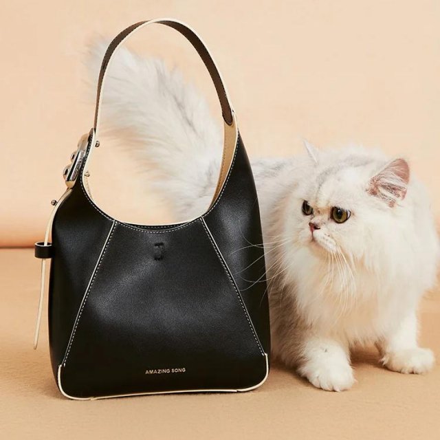 Chic Split Leather Bucket Shoulder Bag – Elegant & Versatile Design - Image 3