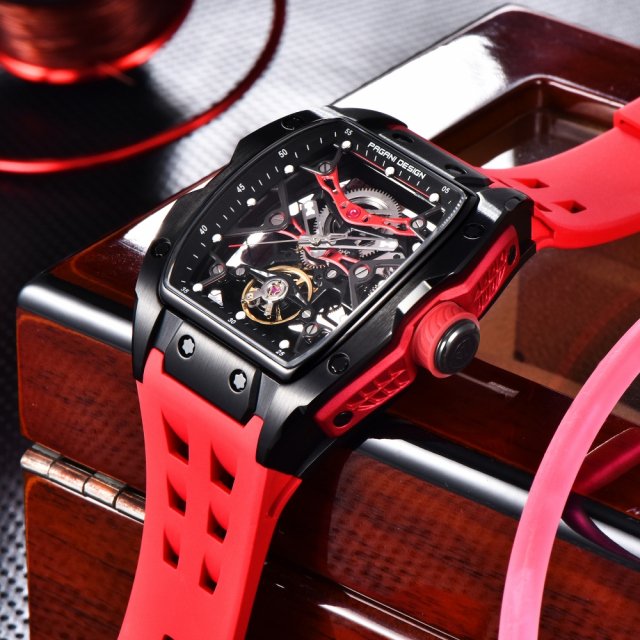 42MM Skeleton Automatic Watch with Sapphire Glass and Tonneau Case - Image 4