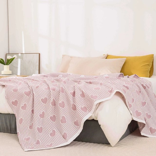 Waffle Heart Cotton Blanket - Image 4