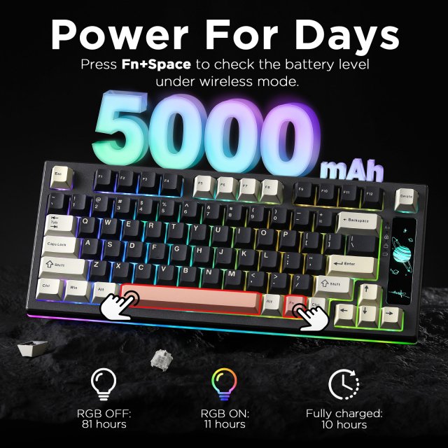 82-Key Wireless Rapid Trigger Magnetic Gaming Keyboard with 8K Polling - Image 3