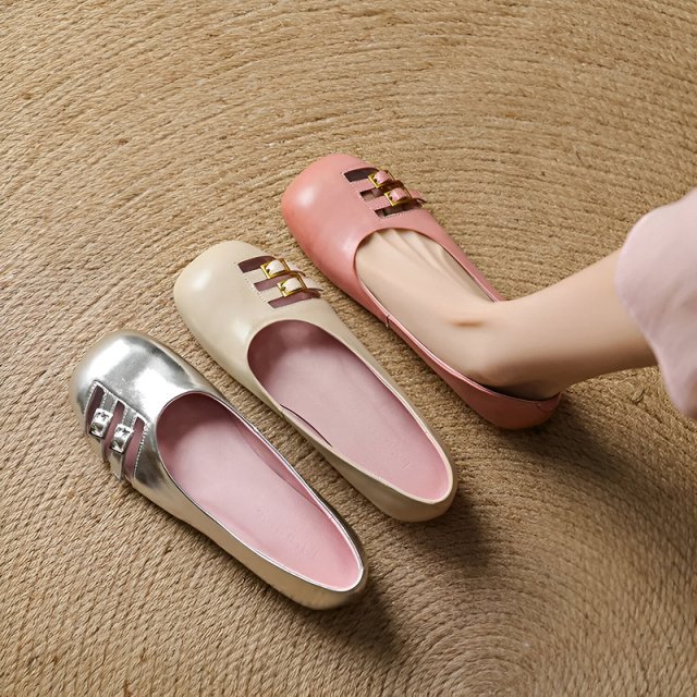 Genuine Leather Hollow Out Loafers for Women with Round Toe and Low Heel - Image 6