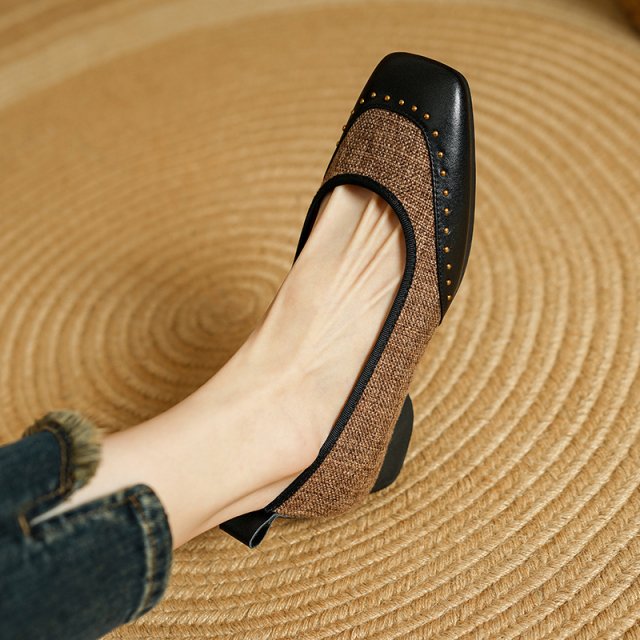 Genuine Leather Low Heel Slip-On Loafers for Women - Casual Dress Pumps - Image 4